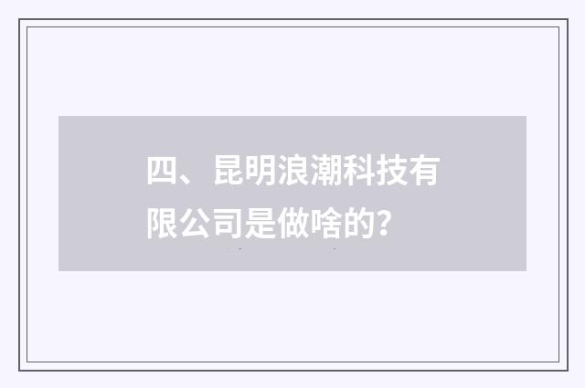 四、昆明浪潮科技有限公司是做啥的？