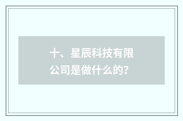 十、星辰科技有限公司是做什么的?