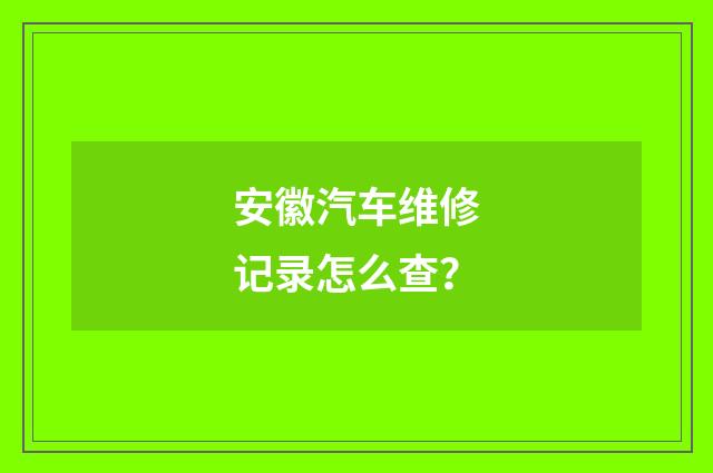 安徽汽车维修记录怎么查？
