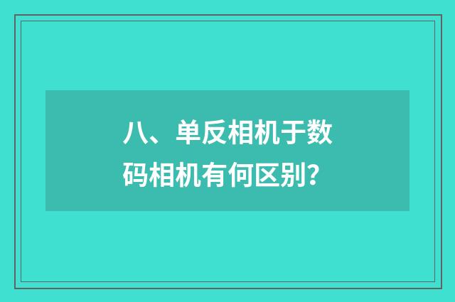 八、单反相机于数码相机有何区别?