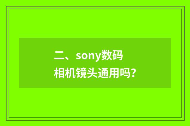 二、sony数码相机镜头通用吗？