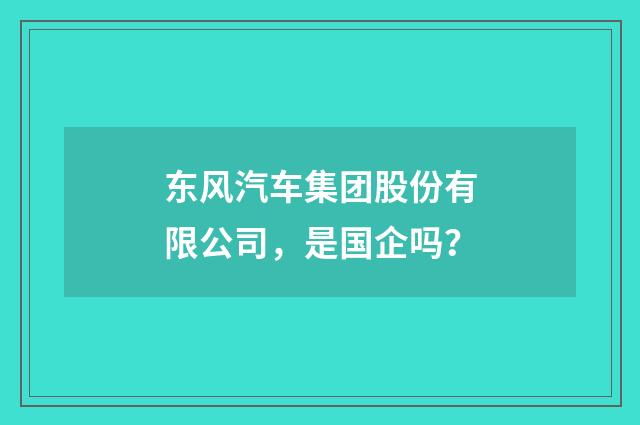 东风汽车集团股份有限公司，是国企吗？