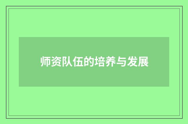 师资队伍的培养与发展