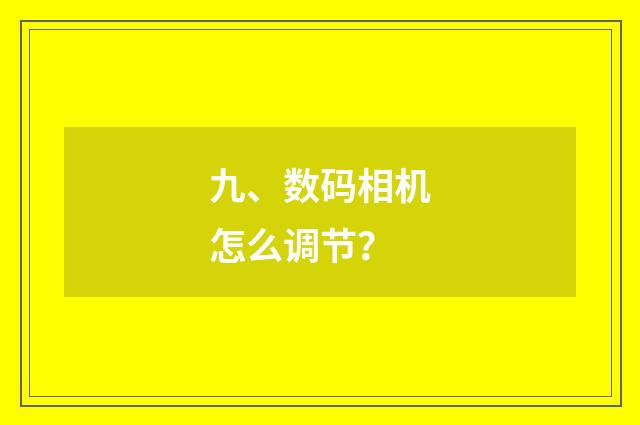 九、数码相机怎么调节？