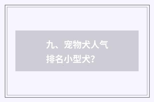 九、宠物犬人气排名小型犬？