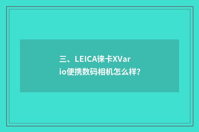 三、LEICA徕卡XVario便携数码相机怎么样?