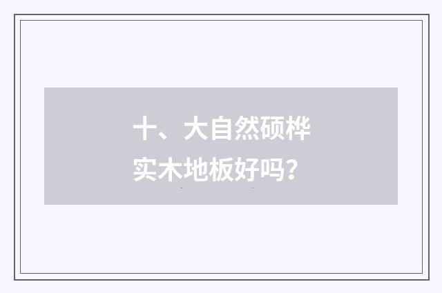 十、大自然硕桦实木地板好吗?