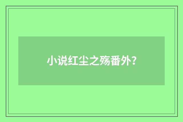 小说红尘之殇番外？