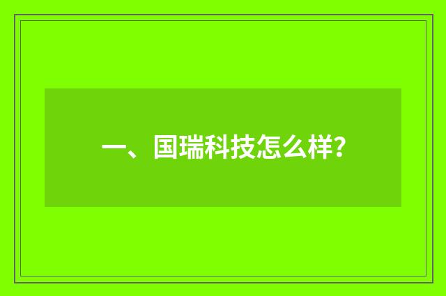 一、国瑞科技怎么样？