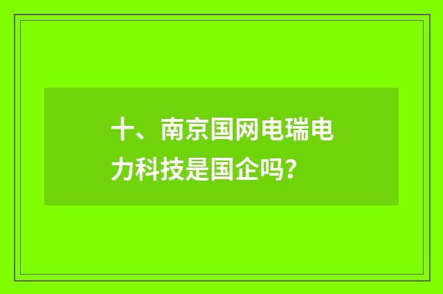 十、南京国网电瑞电力科技是国企吗？