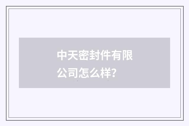 中天密封件有限公司怎么样？