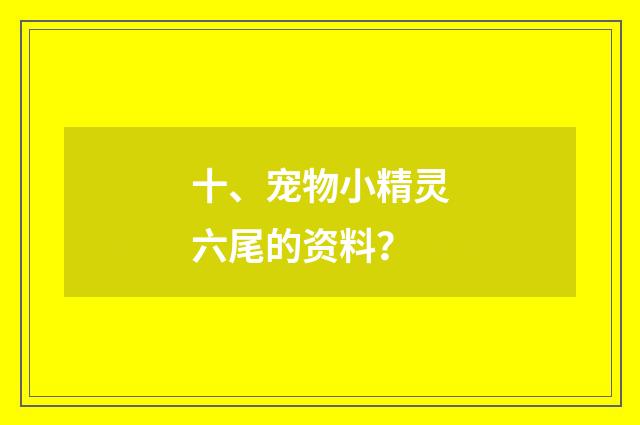 十、宠物小精灵六尾的资料?