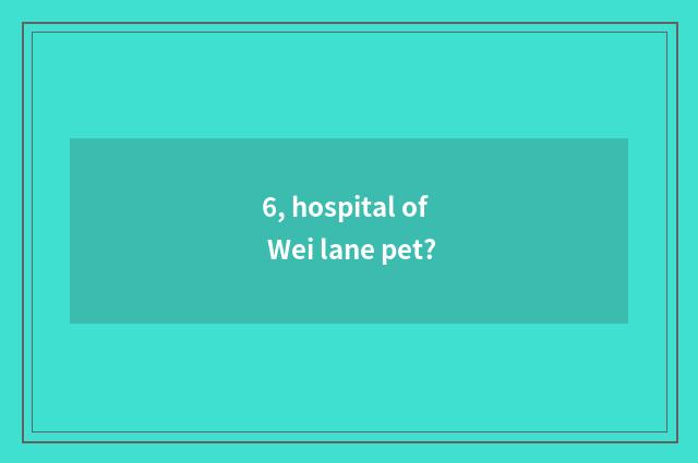 6, hospital of Wei lane pet?
