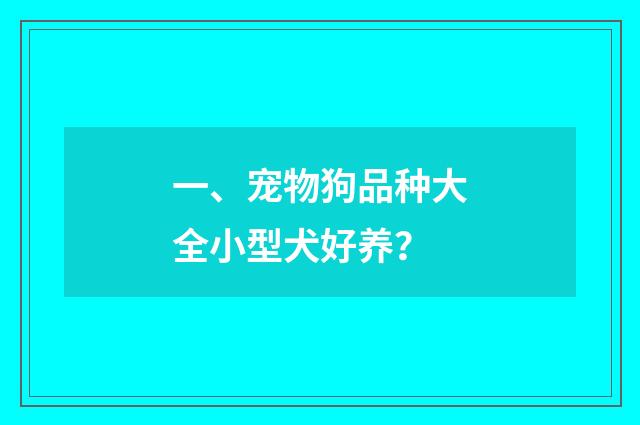 一、宠物狗品种大全小型犬好养？