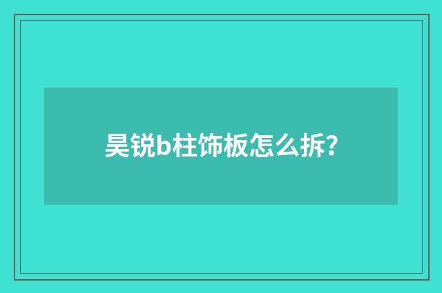 昊锐b柱饰板怎么拆?