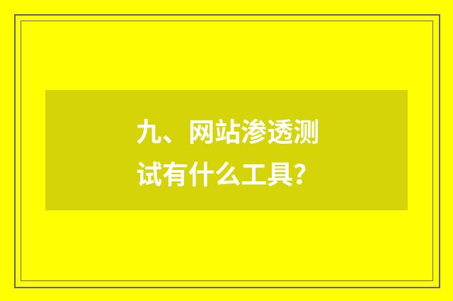 九、网站渗透测试有什么工具？
