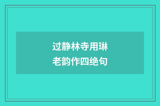 过静林寺用琳老韵作四绝句