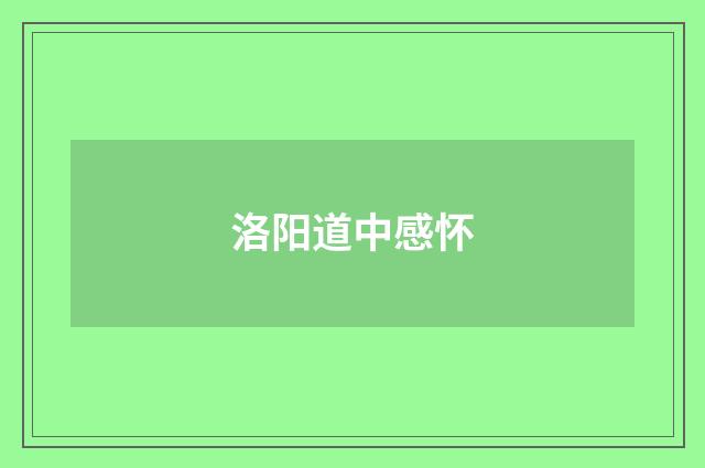 洛阳道中感怀