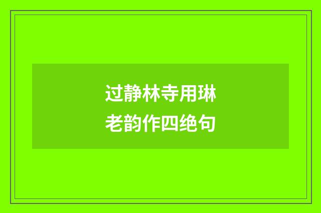 过静林寺用琳老韵作四绝句