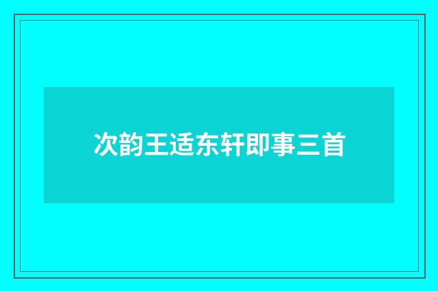 次韵王适东轩即事三首