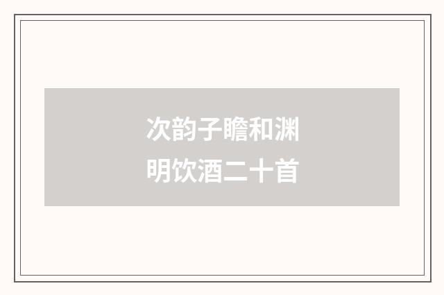 次韵子瞻和渊明饮酒二十首