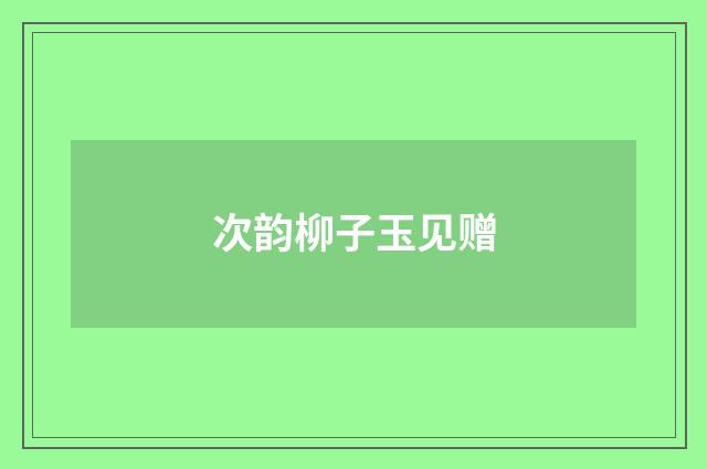次韵柳子玉见赠