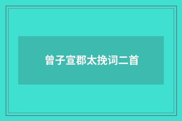 曾子宣郡太挽词二首