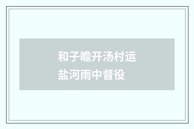 和子瞻开汤村运盐河雨中督役