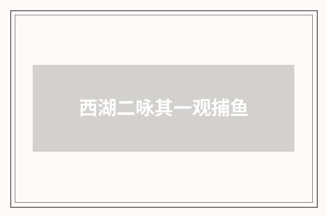 西湖二咏其一观捕鱼