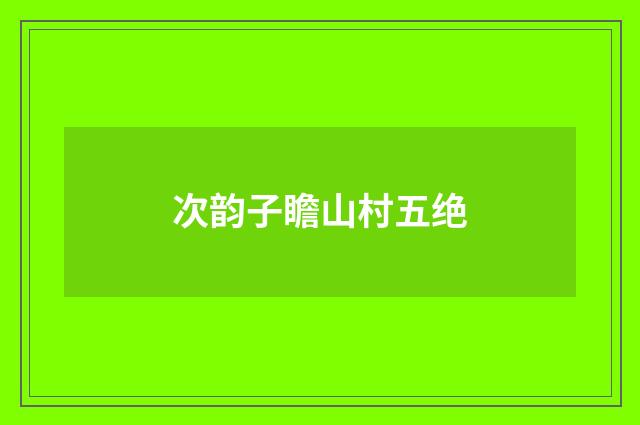 次韵子瞻山村五绝