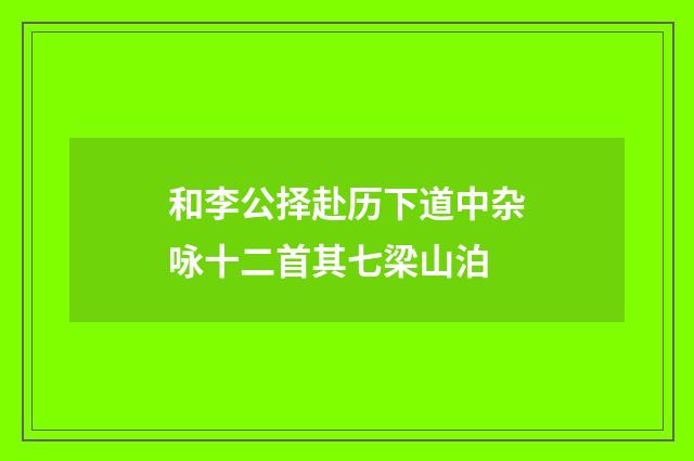 和李公择赴历下道中杂咏十二首其七梁山泊