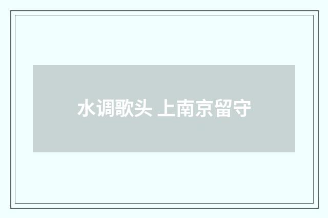 水调歌头 上南京留守