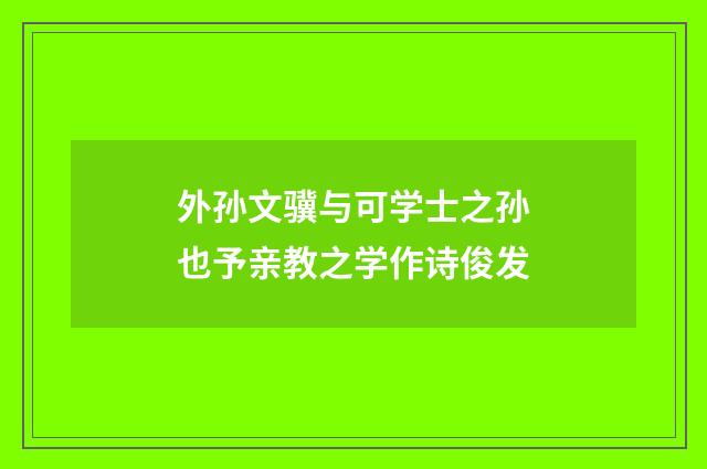 外孙文骥与可学士之孙也予亲教之学作诗俊发