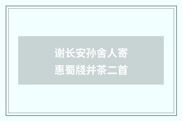 谢长安孙舍人寄惠蜀牋并茶二首