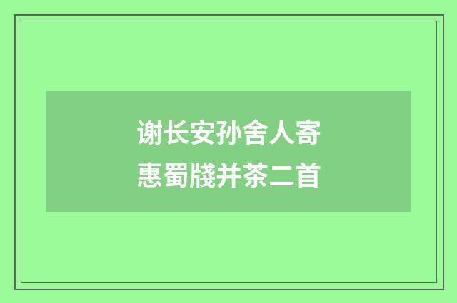 谢长安孙舍人寄惠蜀牋并茶二首