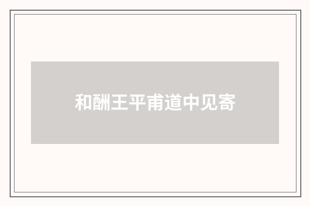 和酬王平甫道中见寄