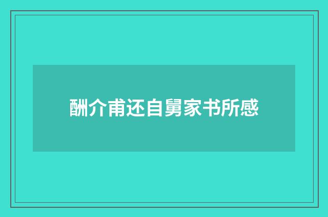 酬介甫还自舅家书所感