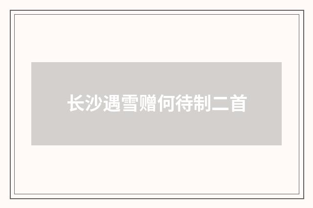 长沙遇雪赠何待制二首