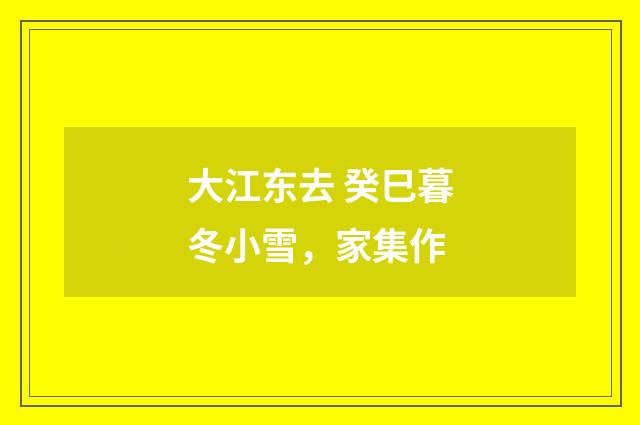 大江东去 癸巳暮冬小雪，家集作