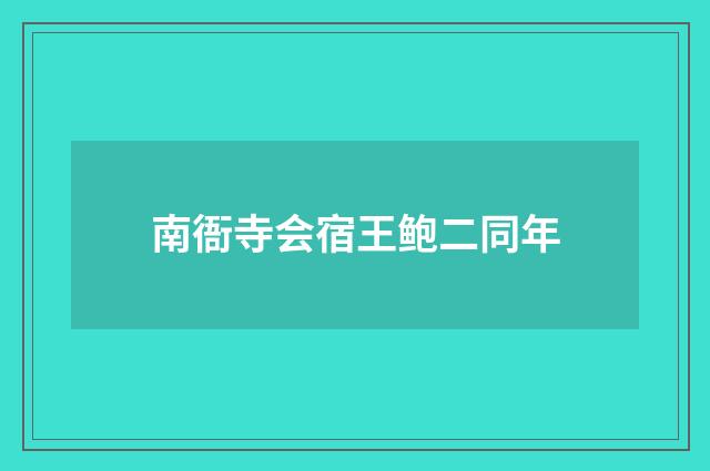 南衙寺会宿王鲍二同年