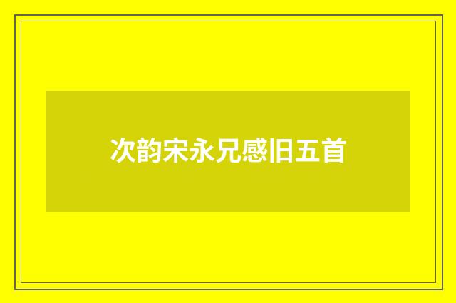 次韵宋永兄感旧五首