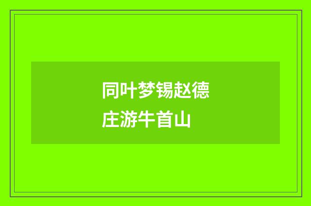 同叶梦锡赵德庄游牛首山