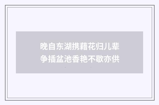 晚自东湖携藉花归儿辈争插盆池香艳不歇亦供
