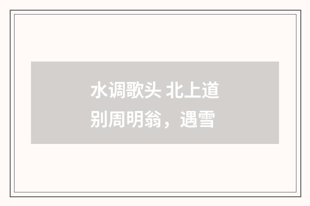 水调歌头 北上道别周明翁，遇雪