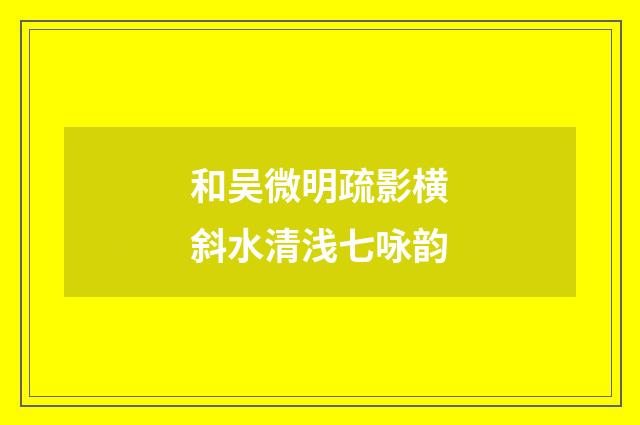 和吴微明疏影横斜水清浅七咏韵