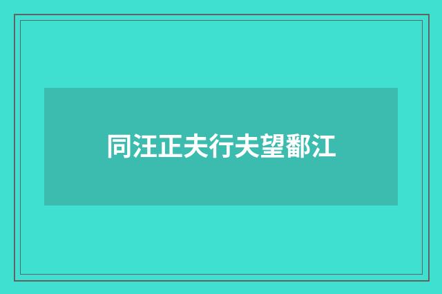 同汪正夫行夫望鄱江