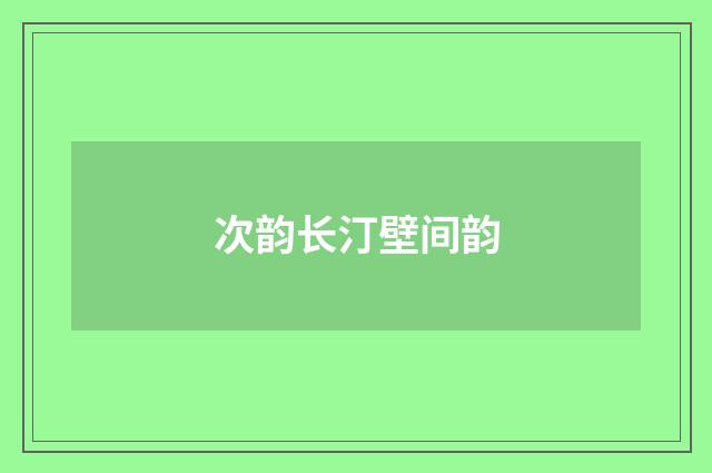 次韵长汀壁间韵
