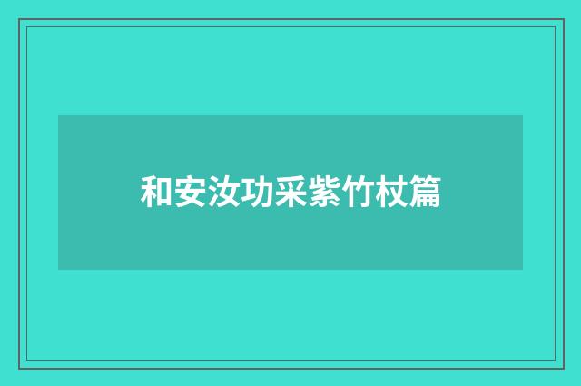 和安汝功采紫竹杖篇