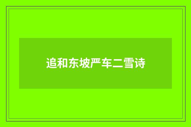 追和东坡严车二雪诗