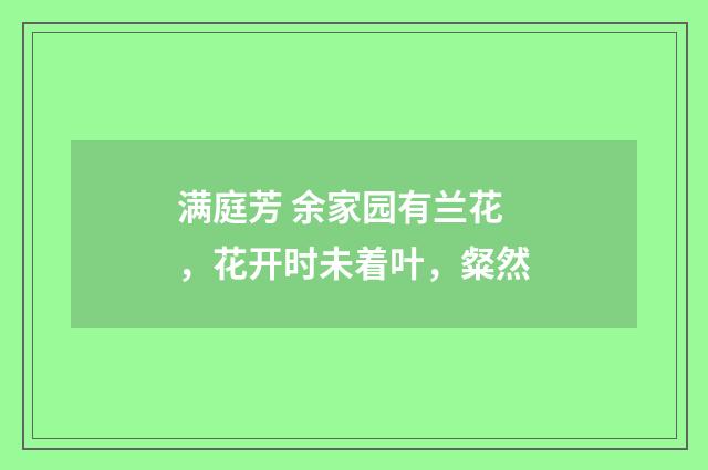 满庭芳 余家园有兰花，花开时未着叶，粲然
